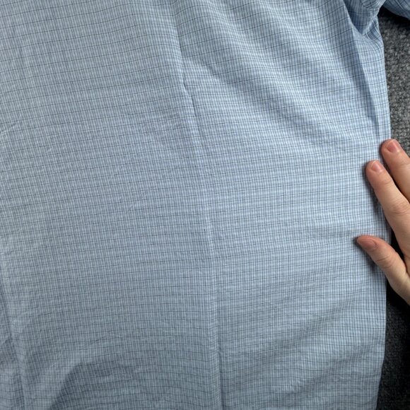 Quiksilver Rayon Polyester Check Short Sleeve Large Point Blue Pocket Mens Shirt - Picture 12 of 16